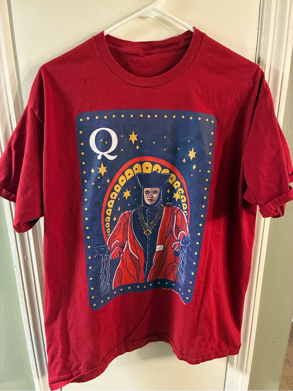Men's Large Red Short Sleeve Shirt Judge Q Star Trek Graphic Print Tee T Shirt